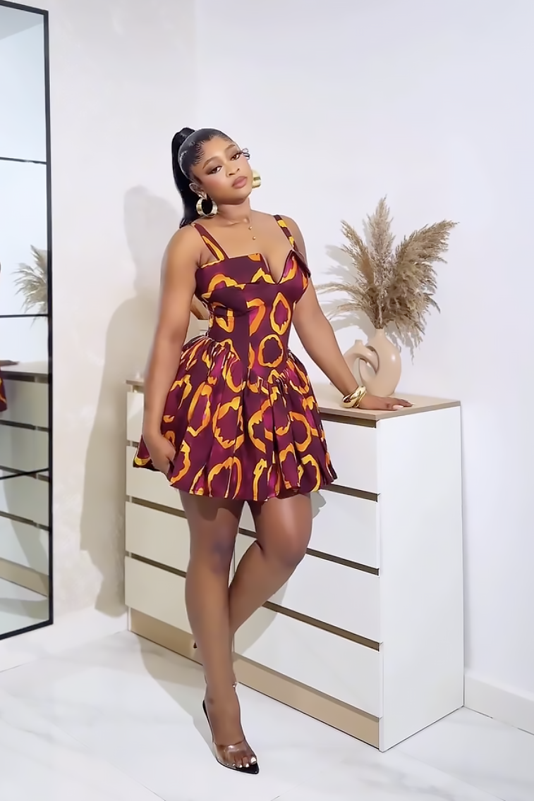 Flame Bloom Mini Dress