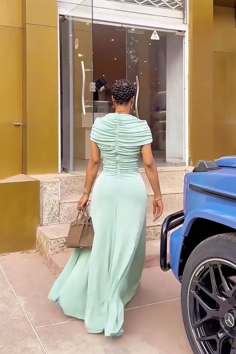 Formal Gown Sculpted Ruched Bodice Maxi Dress