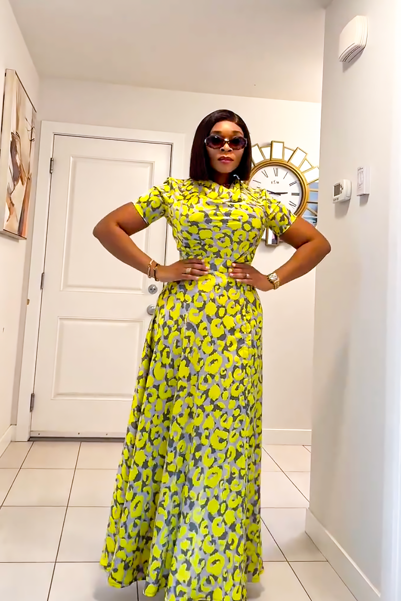 Neon Drape Floral Print Maxi Dress