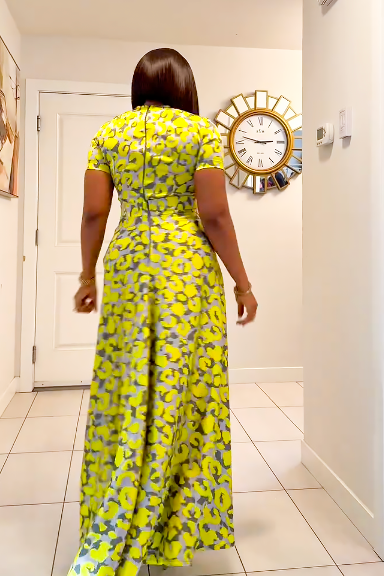 Neon Drape Floral Print Maxi Dress