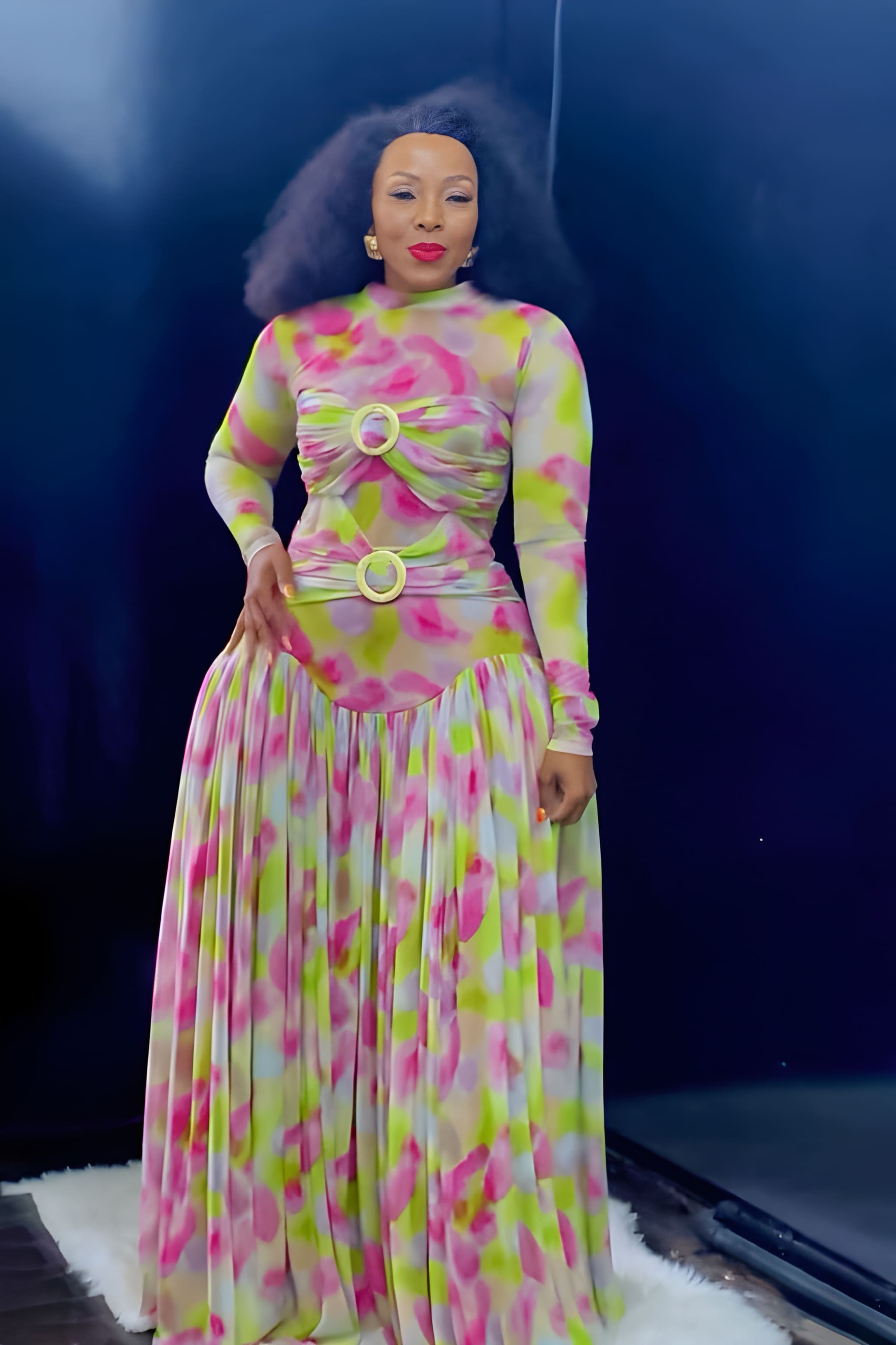 Pastel Mirage Mesh Maxi Dress