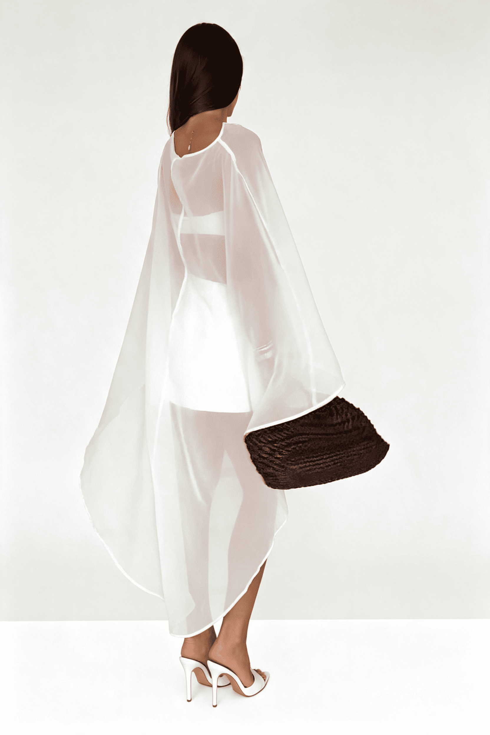 Robe longue cape blanche Flow