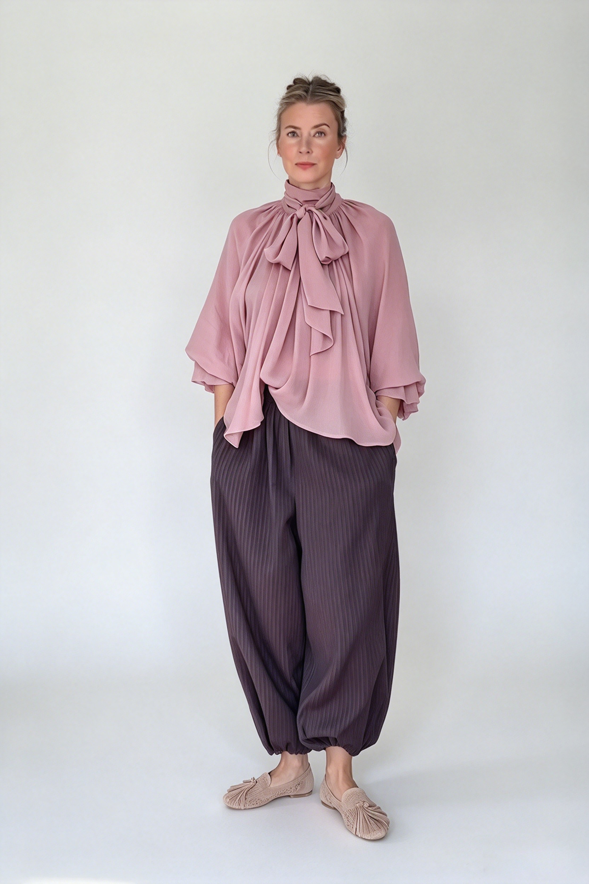 Vintage Relaxed Plaid Harem Pants