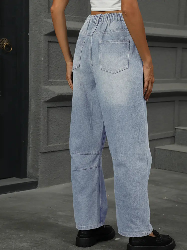 Pantalones vaqueros harem lavados holgados recortados