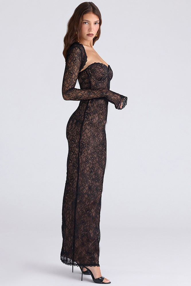 Gothic Lace Halter Maxi Dress