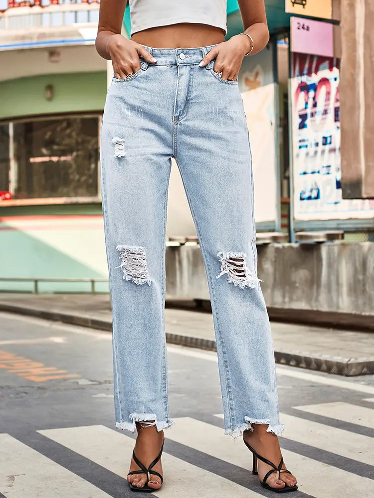 Trendy revnede denimbukser til kvinder