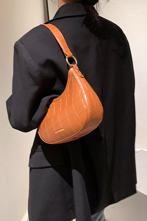 Black Croc Mini Hobo Bag