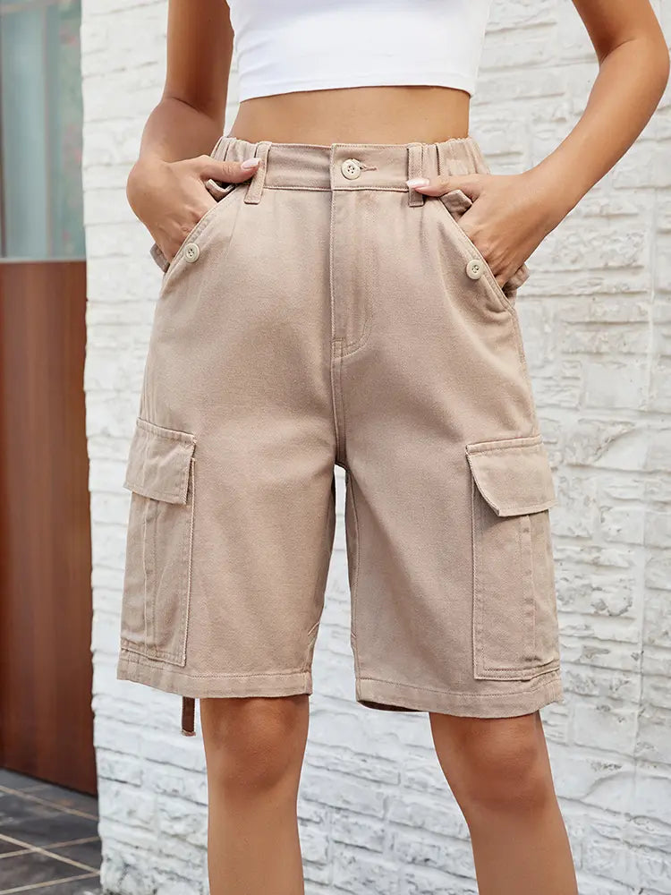 Shorts de mezclilla utilitarios lavados