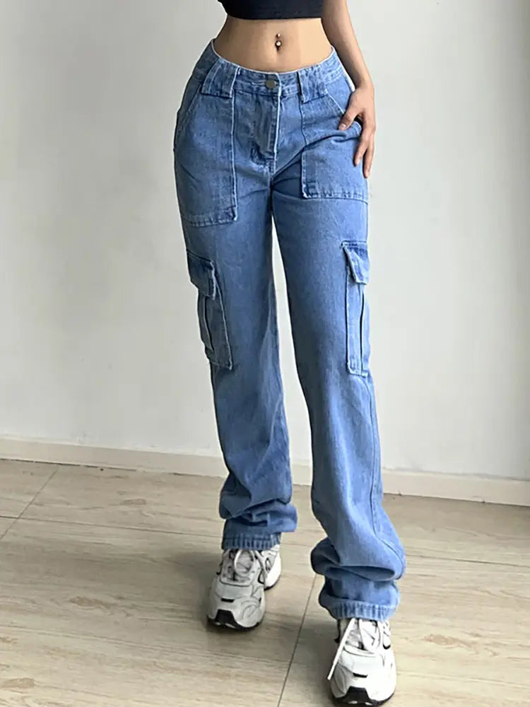 Jean cargo ample polyvalent à multiples poches
