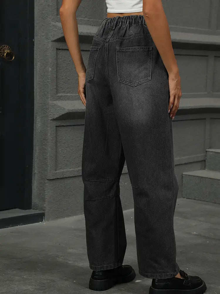 Pantalones vaqueros harem lavados holgados recortados