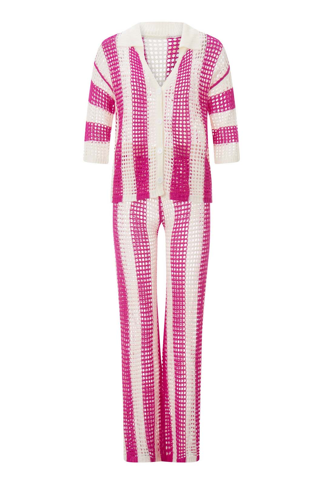 ホロー ストライプ シャツ ニット セット