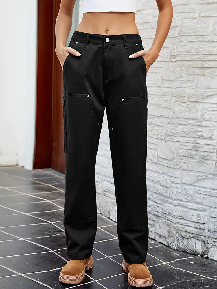 Dar Kesim Yıkanmış Denim Kargo Pantolon