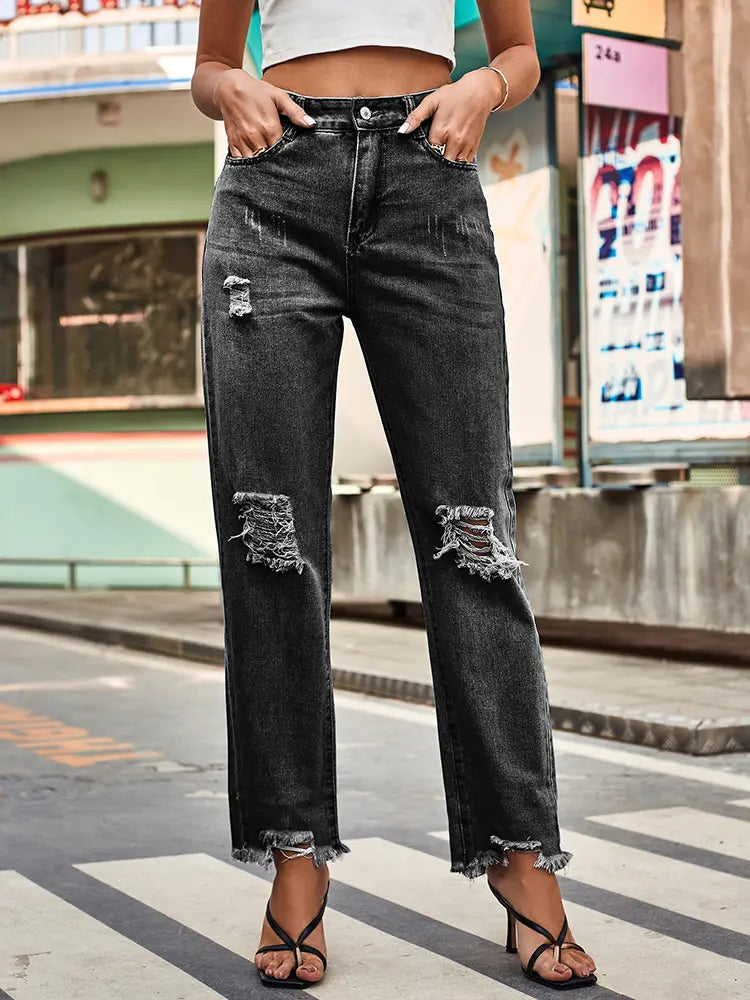 Trendy revnede denimbukser til kvinder