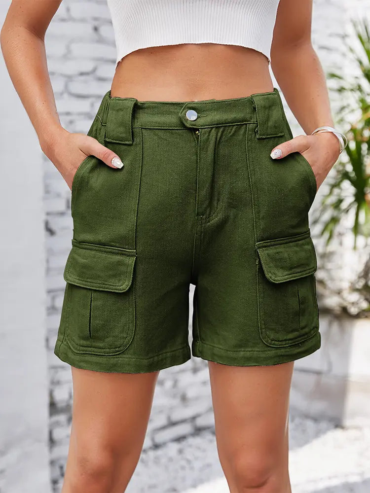 Jeans-Cargo-Shorts mat elastescher Taille