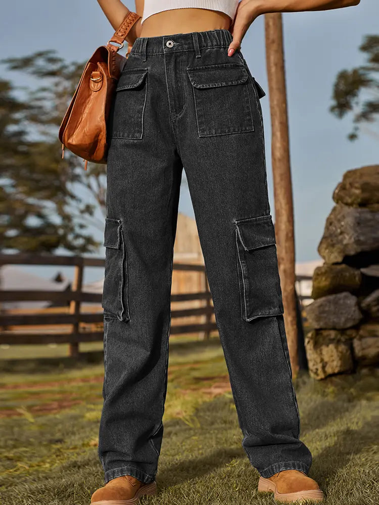 Pantalones Cargo de Mezclilla Utilitarios Retro