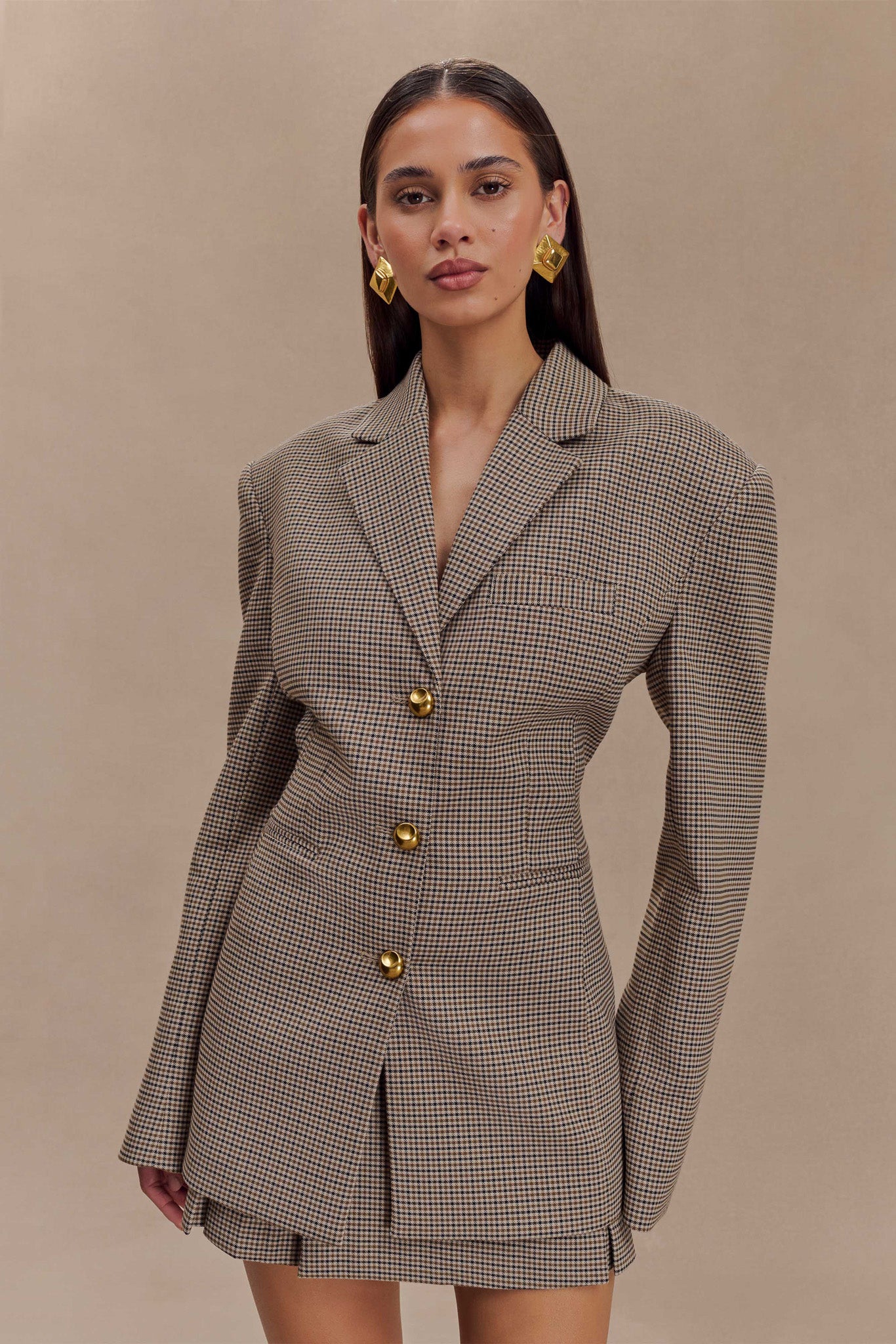 Houndstooth Belted Blazer