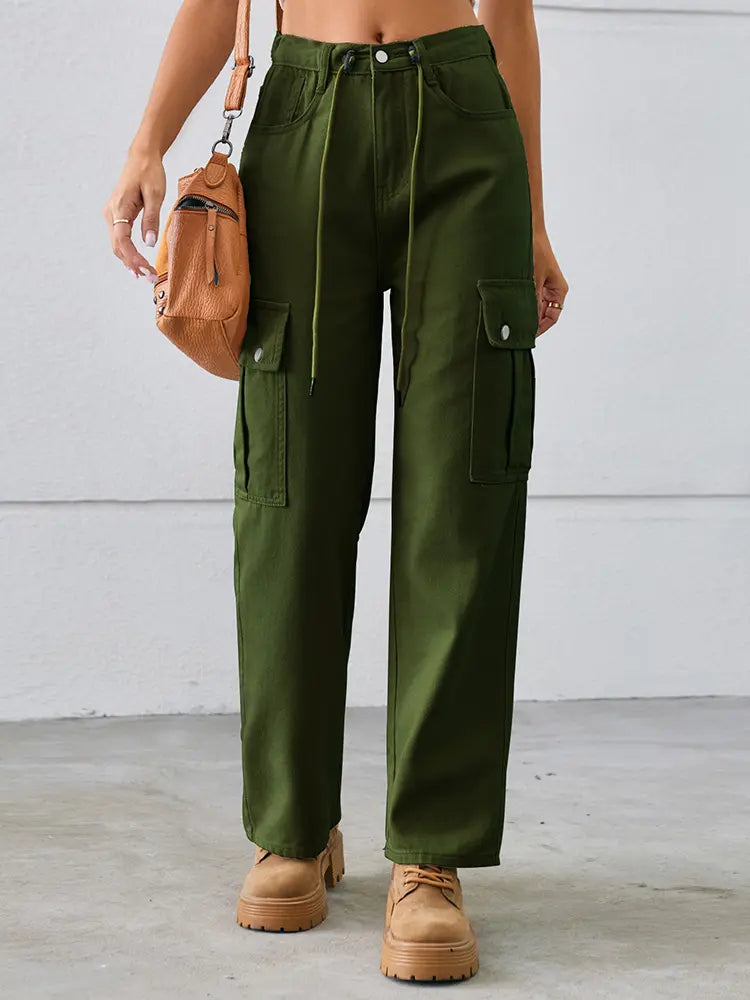 Pantaloni din denim cu șnur ajustabil