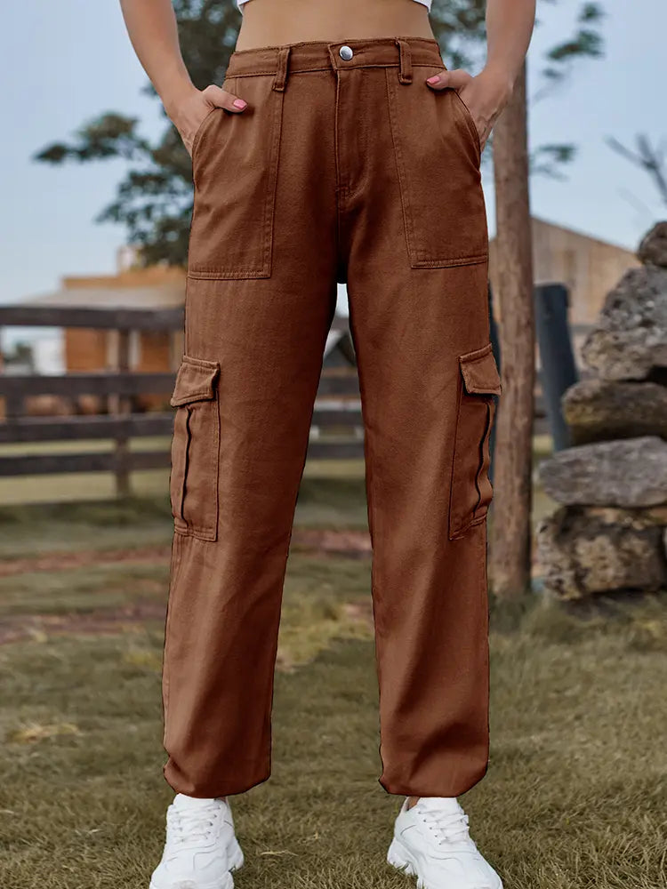 Pantalon jogger en jean tendance à taille élastique