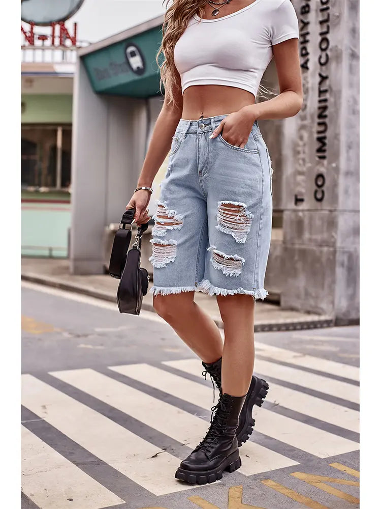 Slim-Fit gewäschten Denim 5-Inch Shorts am Used-Look
