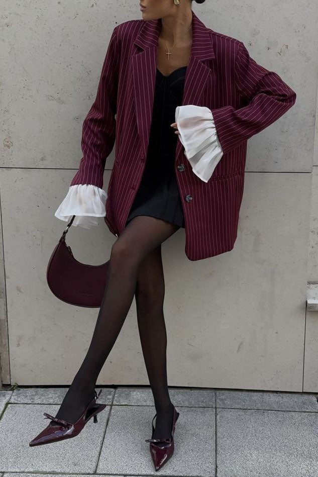 Oversized Striped Lace Blazer