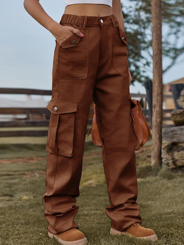 Vintage Jeans-Cargo-Hosen mat elastescher Taille