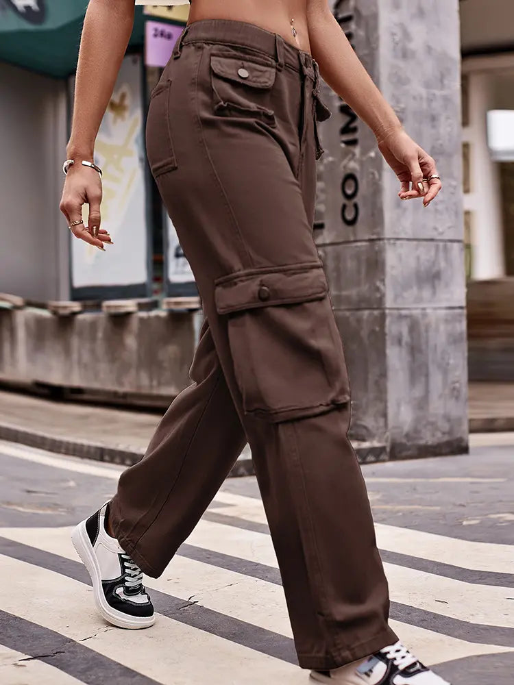 Multi-lomme utility denim cargobukser