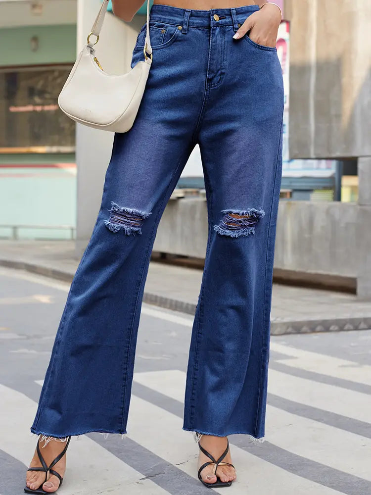Jean flare vintage à jambes larges déchiré