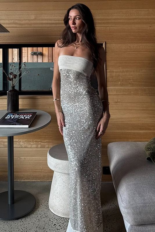 Mint Green Sexy Sequins Strapless Stunning Prom Maxi Dress