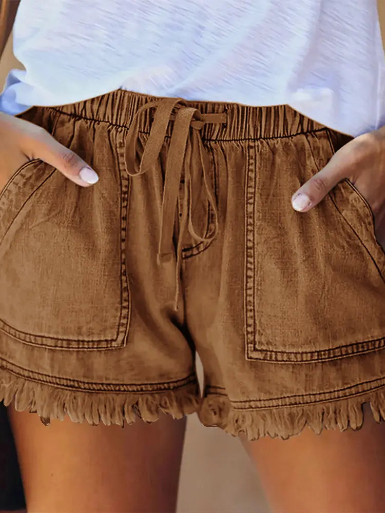 Elastisk talje afslappede denimshorts