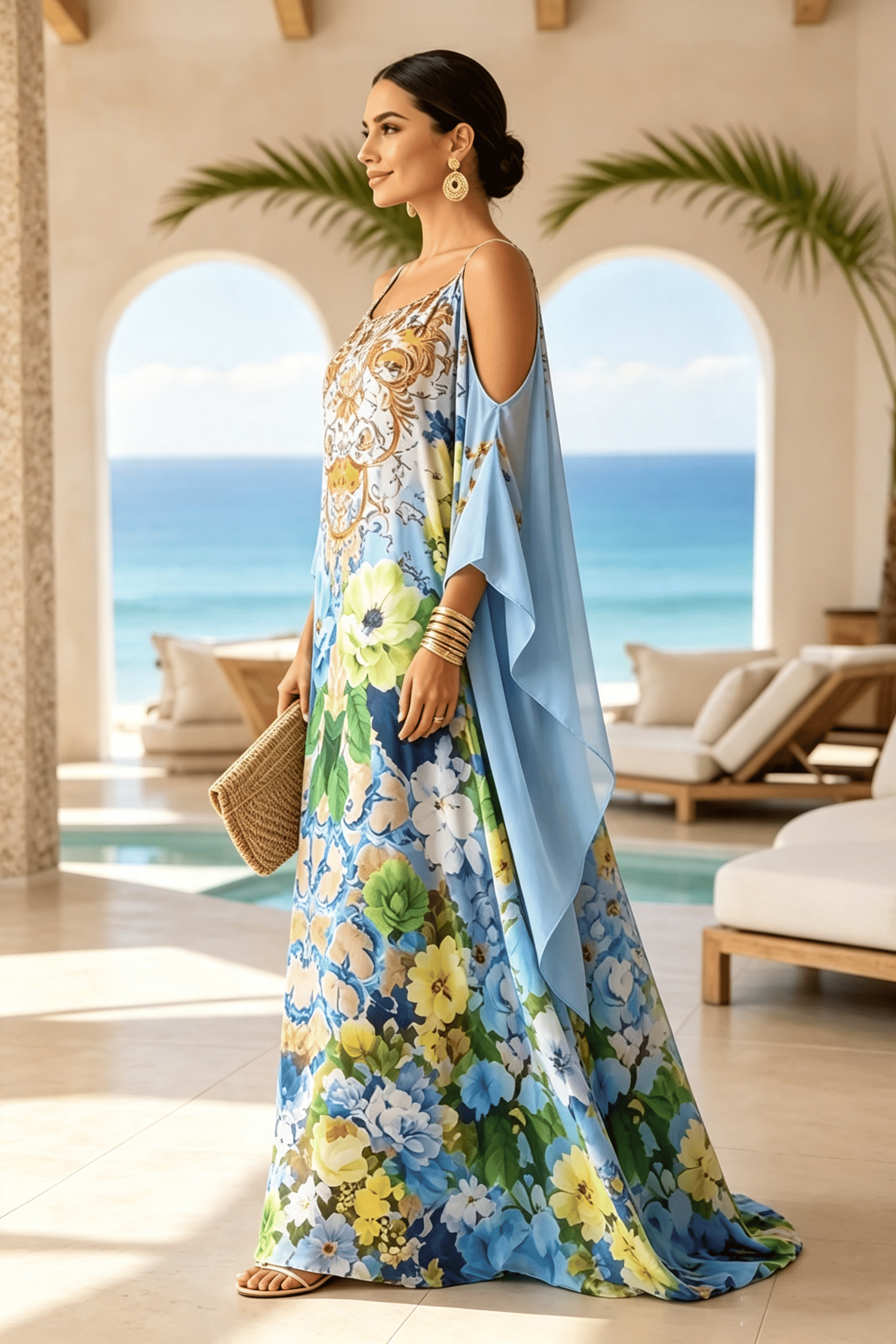 Witte Cape Flow Maxi-jurk