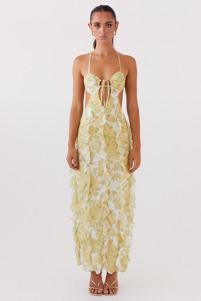 Sunset Kisses Ruffle Maxi Dress - Daffodil