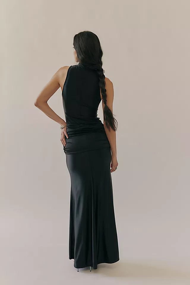 Delfi Roya High-Neck Sleeveless Maxi Dress