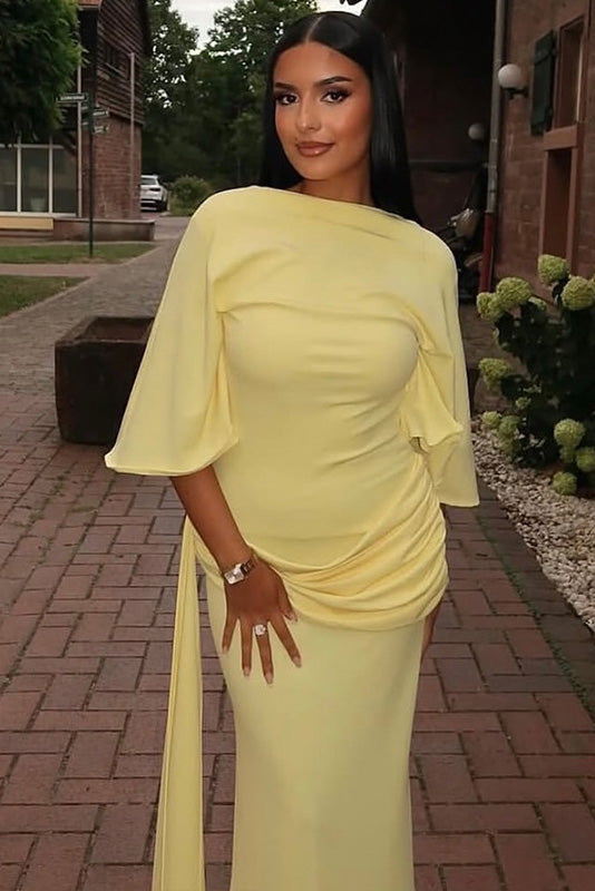 Backless Ruched Slit Maxi Dress