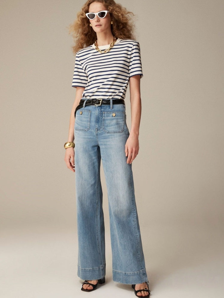 Jeans Palazzo con Tasche Accentuate
