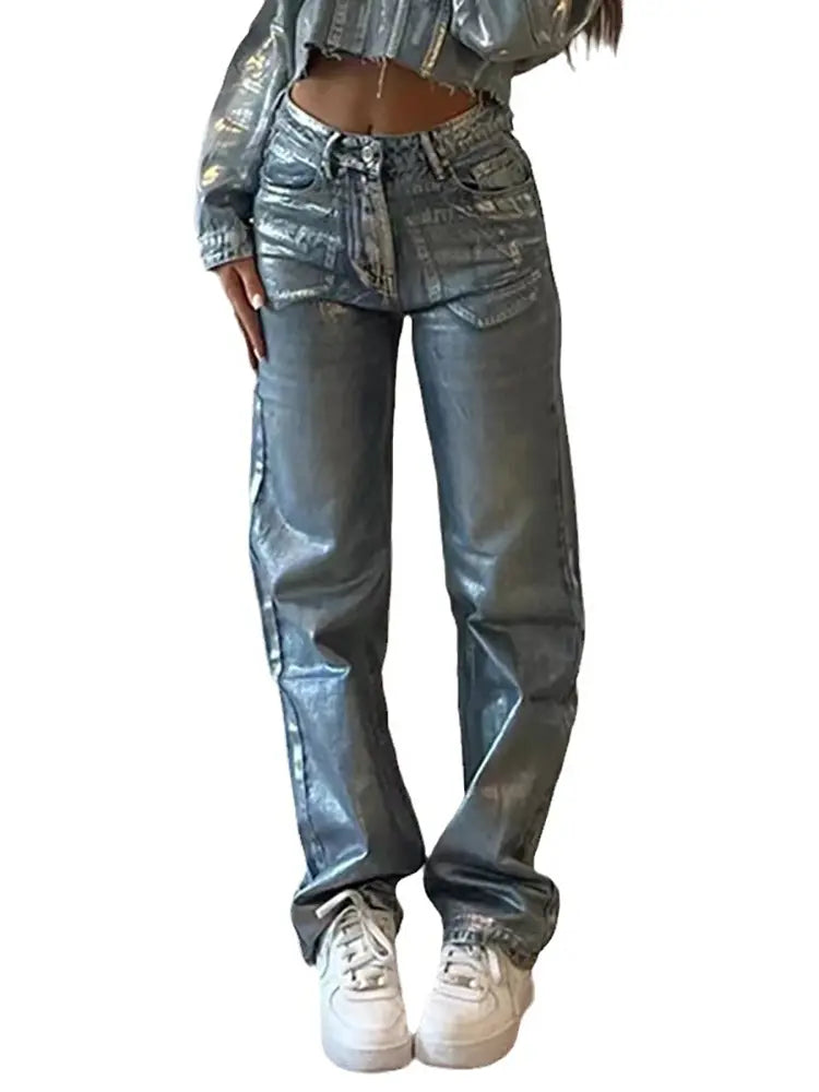 Metallisk aksent høytlivsjeans