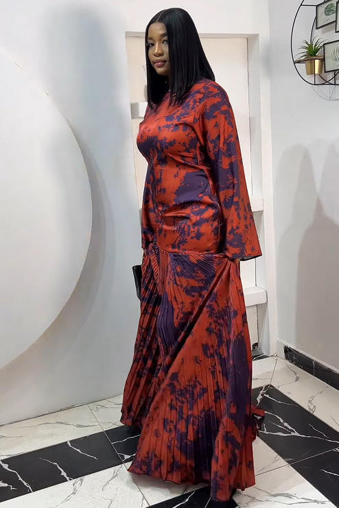 Vintage Red-Purple Art Maxi Dress