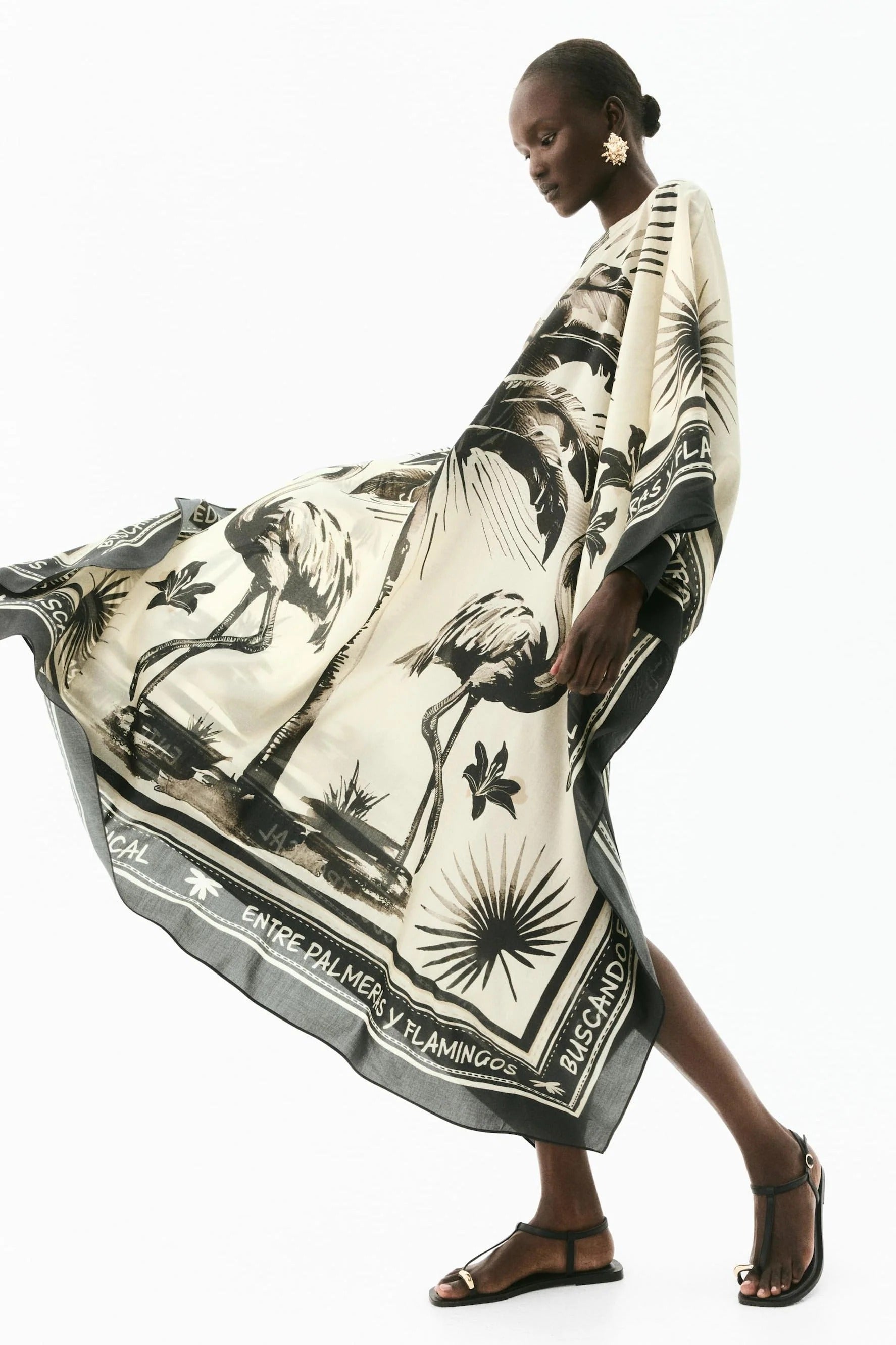 Oversized Flamingo Kaftan Maxi Kjole