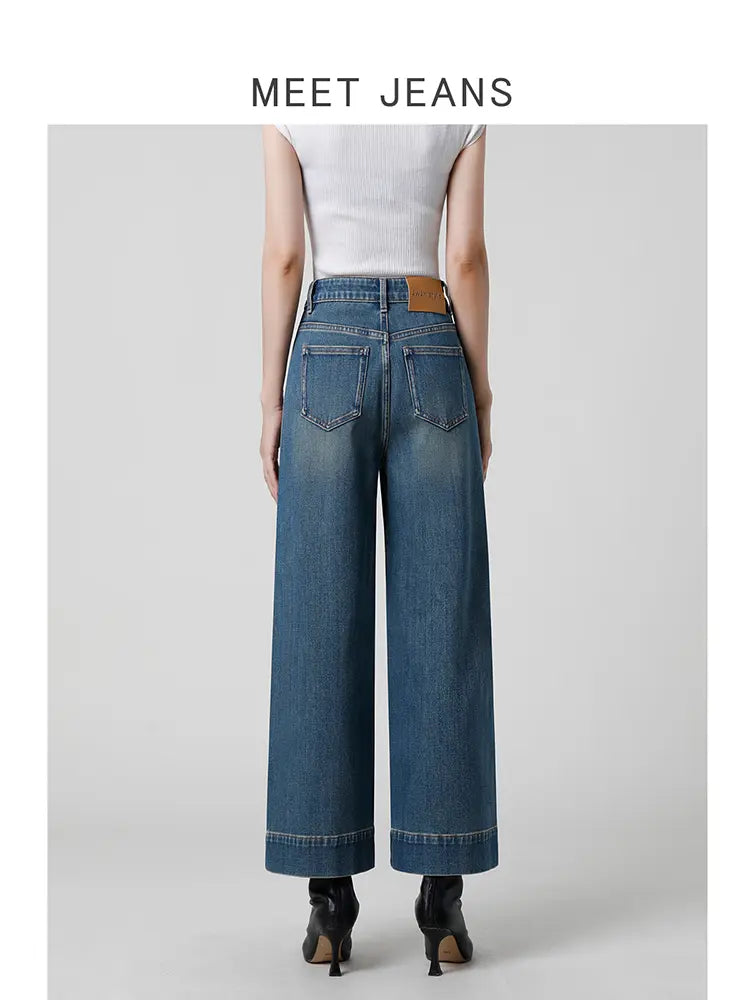 Petite Héichtaill-Jeans mat breede Been