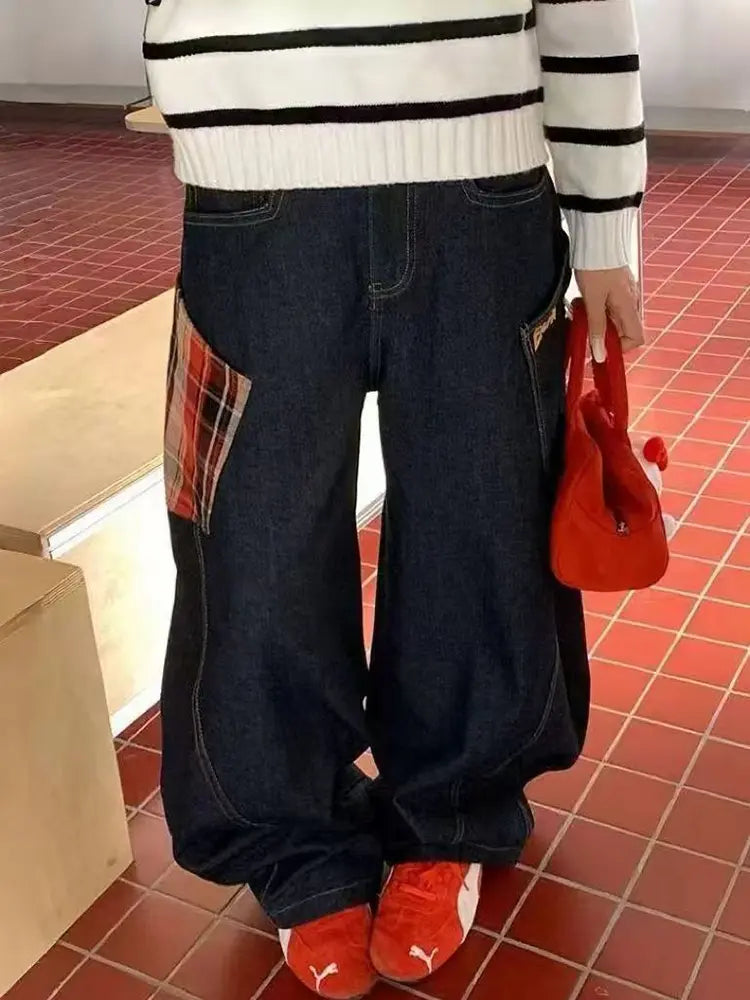 Retro rutete lapper i denim