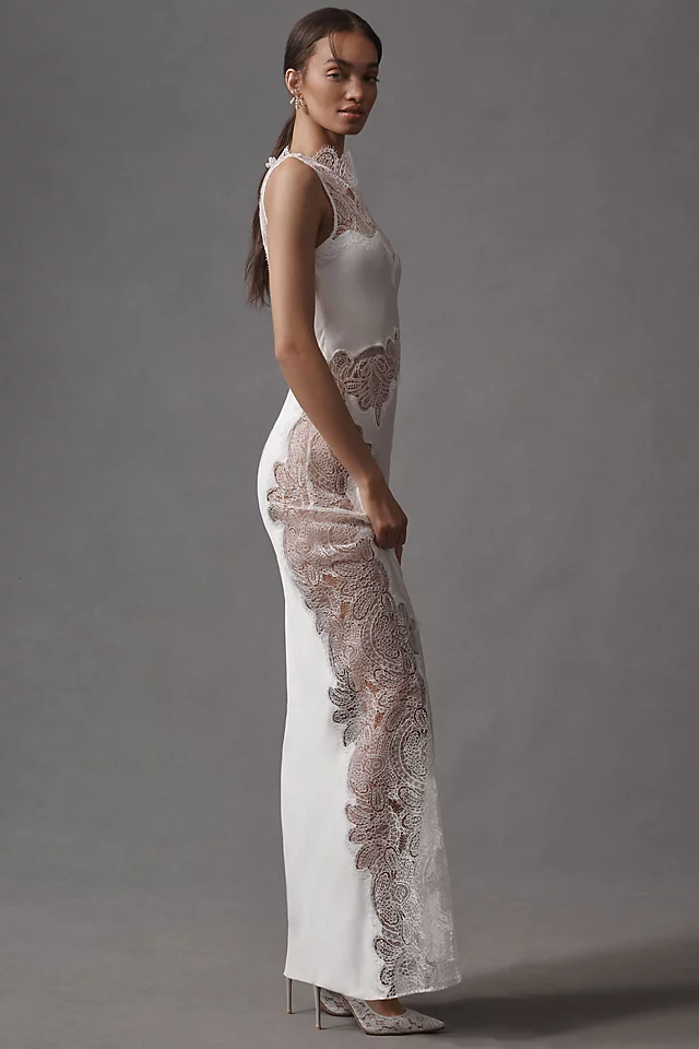 Joanna High Collar Lace Maxi Dress