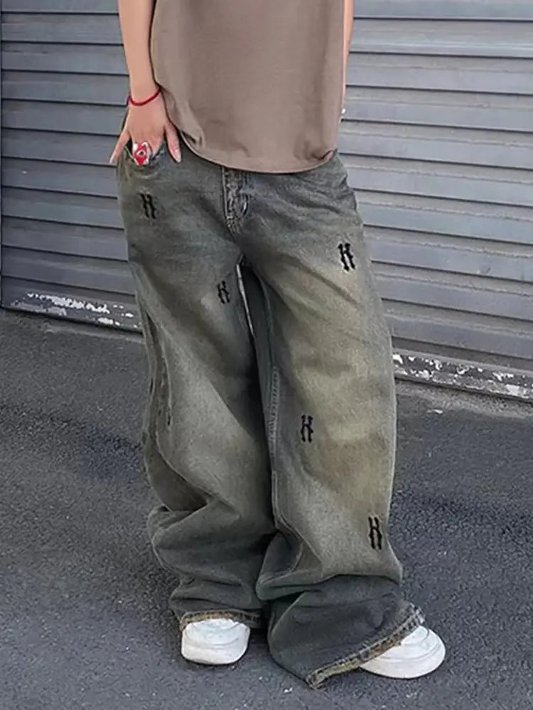 Jeans dritti stampati vintage