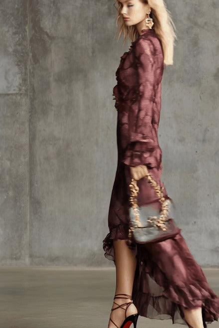 Lucinda Tek Omuz Maxi Kayık Elbise