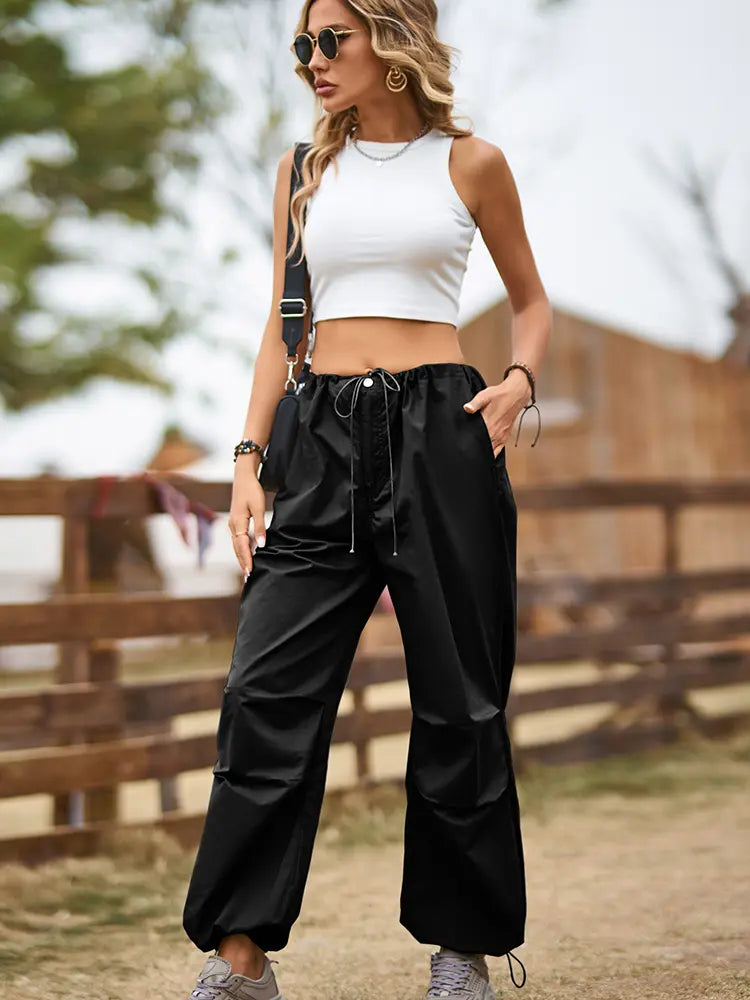 Joggers cargo à cordon de style vintage urbain