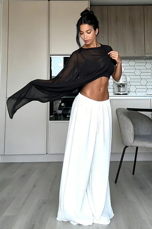 Cropped Casual Cover-Up PantsSet