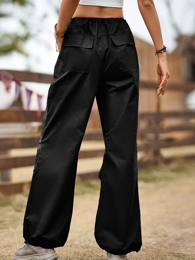 Spodnie dresowe typu jogger vintage w stylu ulicznym z troczkami i kieszeniami cargo