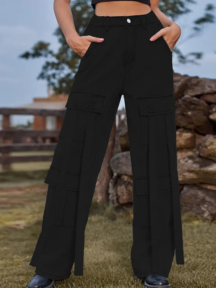 Pantalones cargo de mezclilla con diseño de corbata vintage y alta resistencia