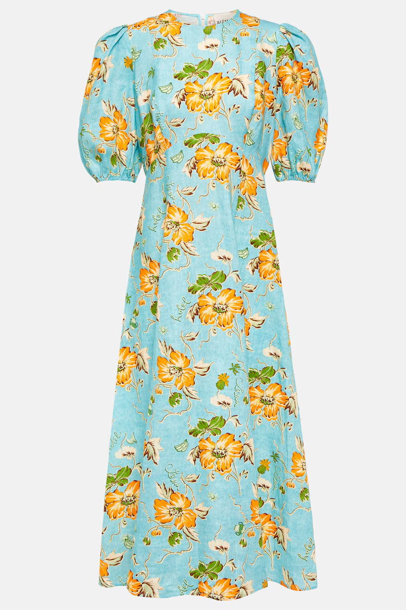 Klänning med puffärm och graffiti-tryck