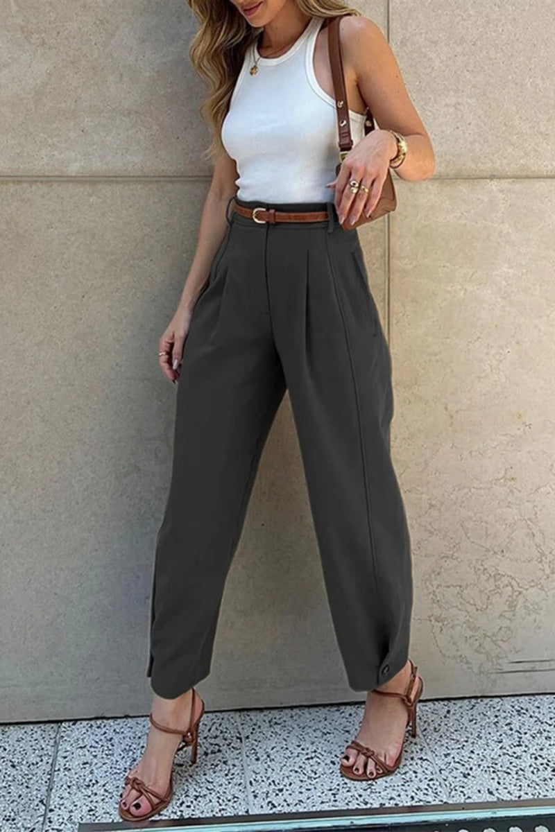 Stylische lockere Hose mit hoher Taille und Kordelzug