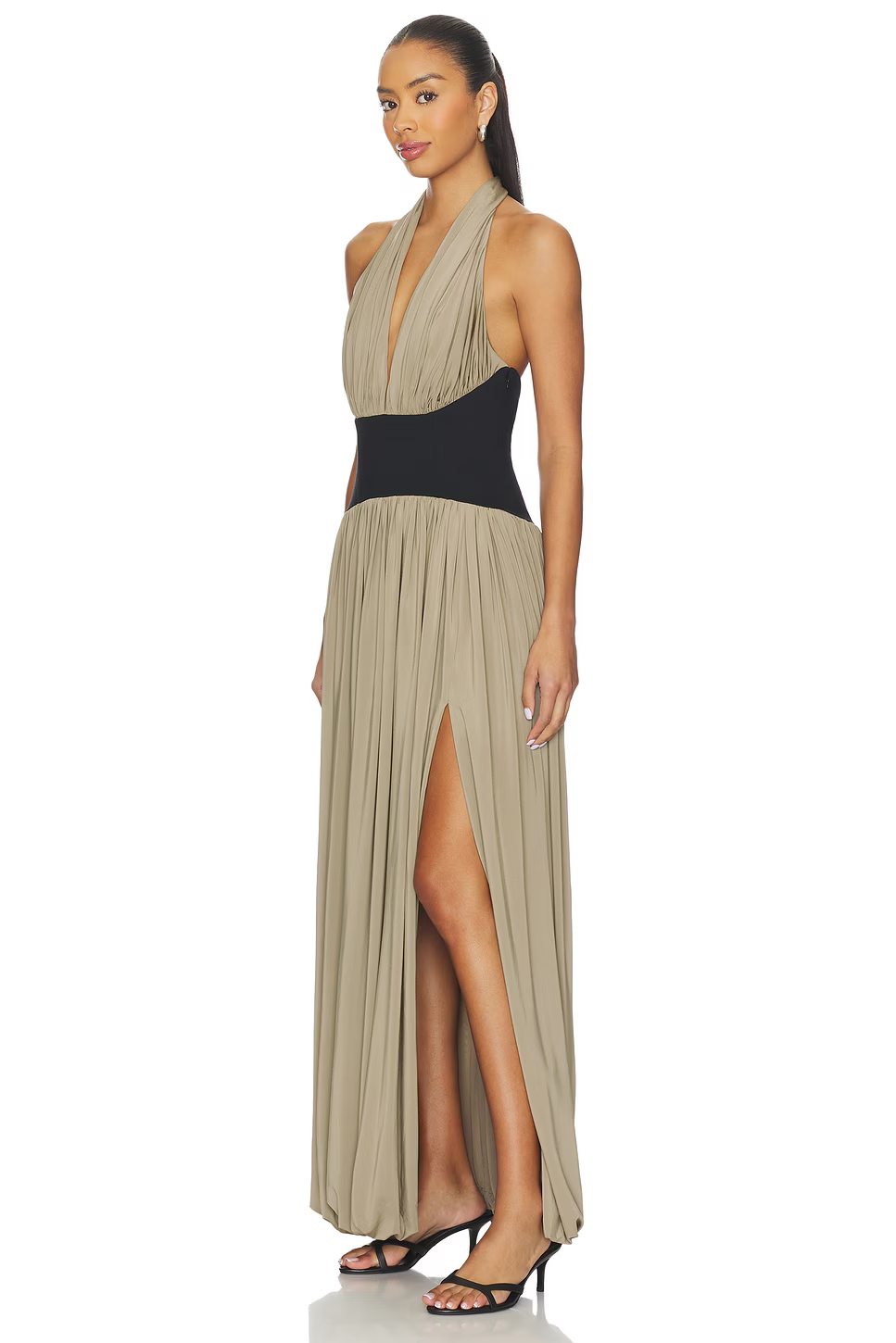 Color-Block Halter Maxi Dress