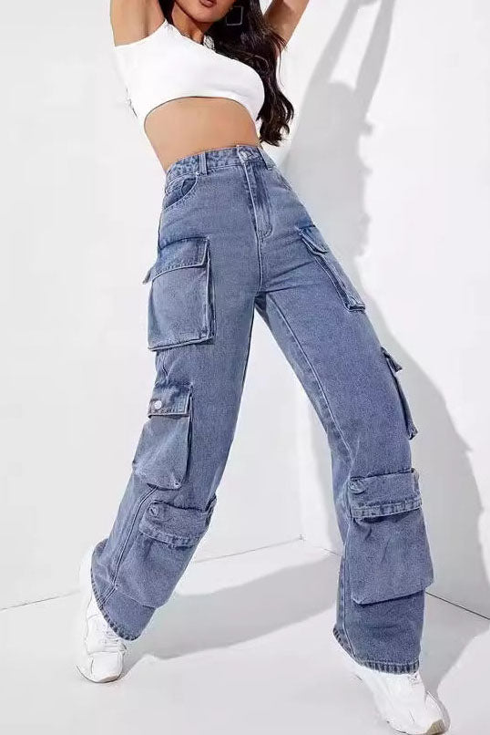 マルチポケットデニムカーゴパンツ